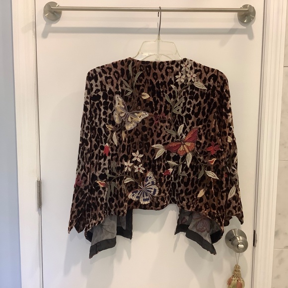 NWT Johnny Was Penelope Leopard Velvet Butterfly Embroidered Bolero Jacket S - Picture 4 of 16